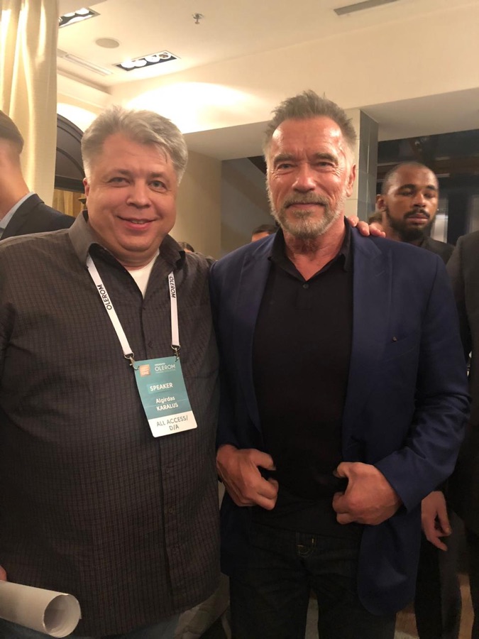 Algirdas Karalius with Arnold Schwarzenegger